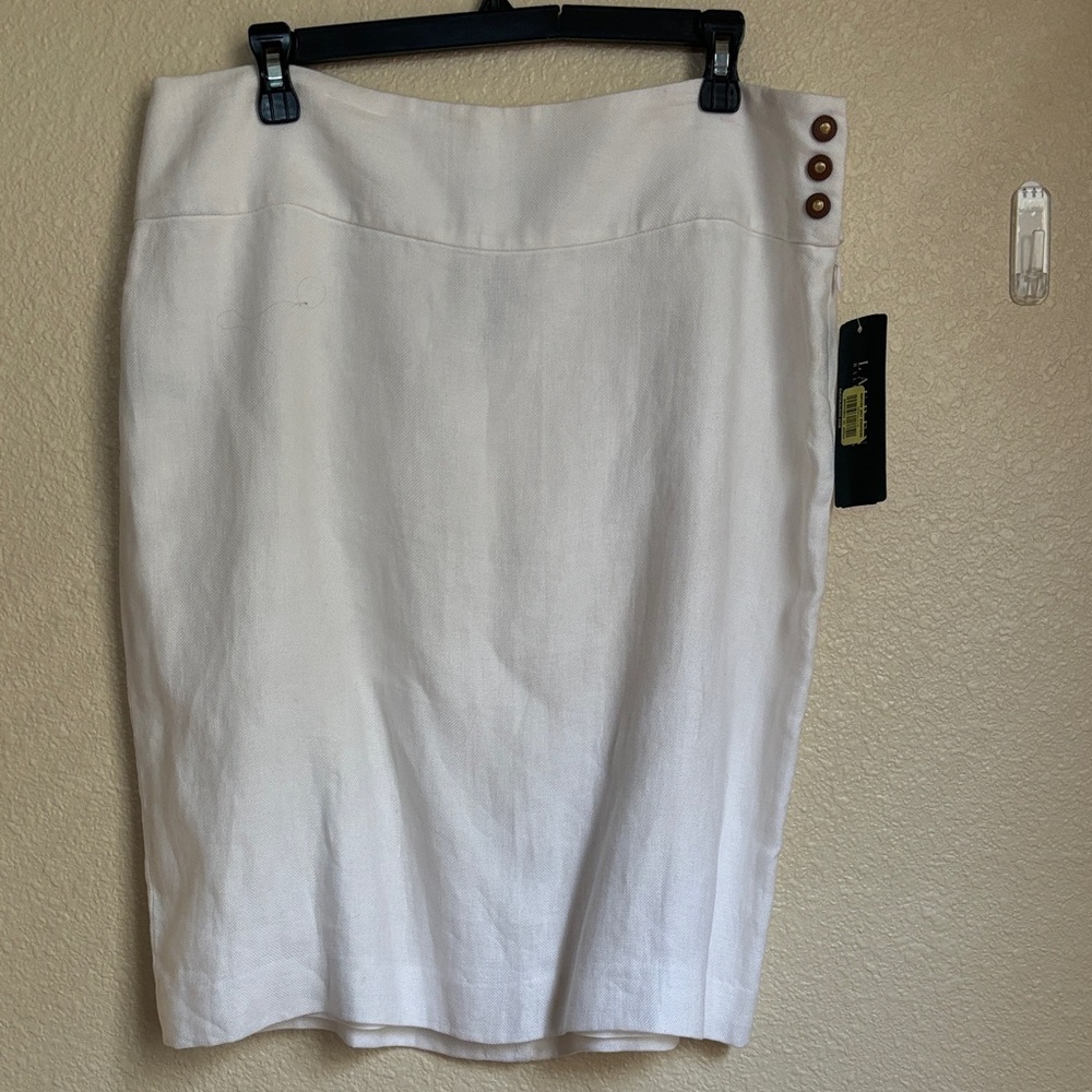 Lauren Ralph Lauren White Linen Pencil Skirt NWT